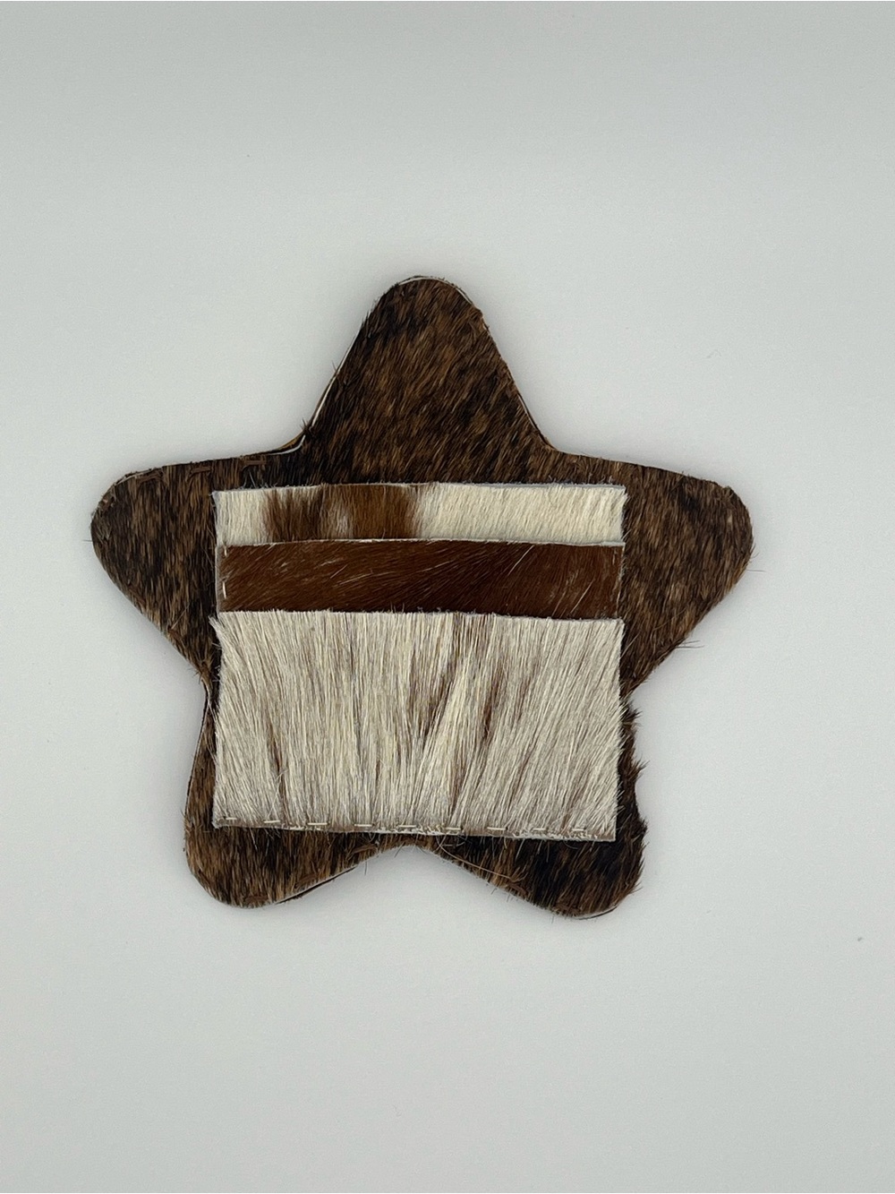 Star-Shaped Hair-on-Hide Accent Wallet in Brown and Cream